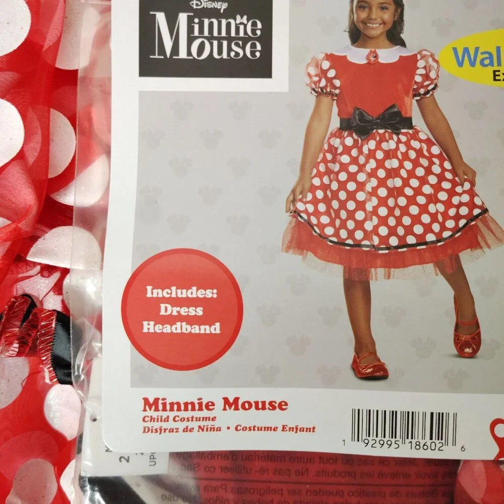 Disney Girls S 6/6X  Minnie Mouse Dress and Headband Complete Halloween Costume